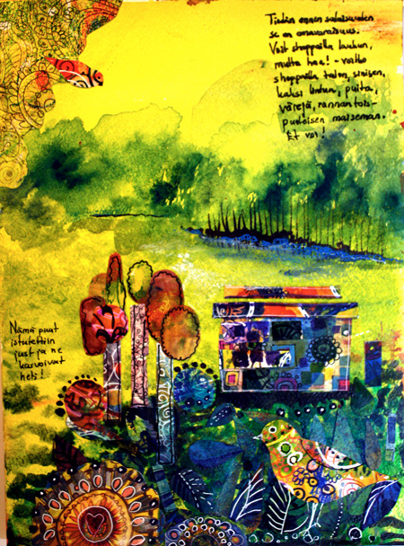 An art journal page by Peony and Parakeet