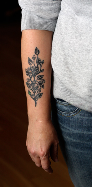 Tattoo, tree branch, by Peony and Parakeet