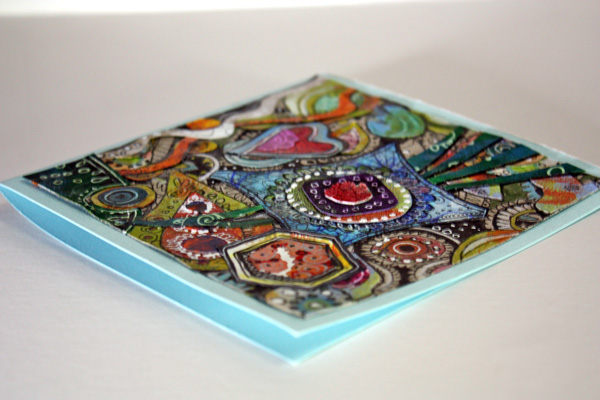 Greeting card, original collage by Peony and Parakeet