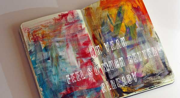 Unfinished art journal page, by Peony and Parakeet