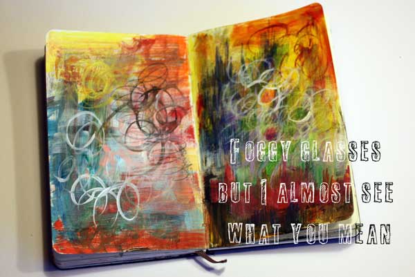 Unfinished art journal page, by Peony and Parakeet