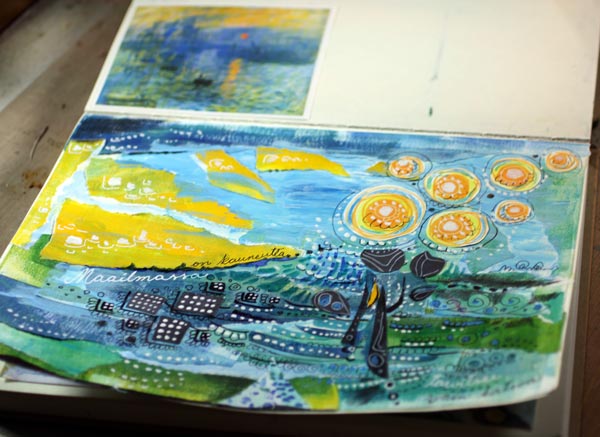 Monet's Impression Sunrise, Collage by Peony and Parakeet