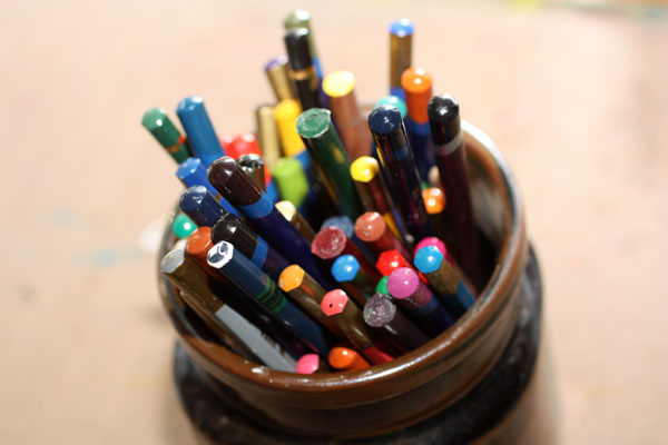Colour pencils, the collection of Peony and Parakeet