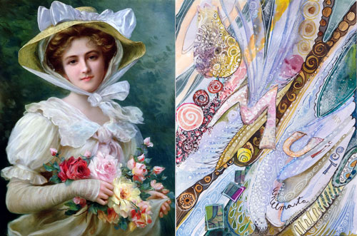 Inspired by fine arts. Painting by Emile Vernon. Collage by Peony and Parakeet