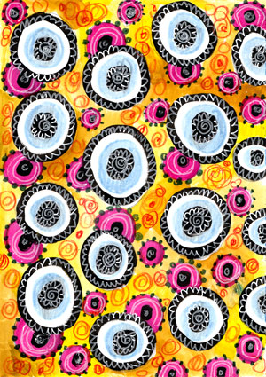 Spring Flowers. Hand-drawn pattern by Peony and Parakeet. Download PDF to draw this!