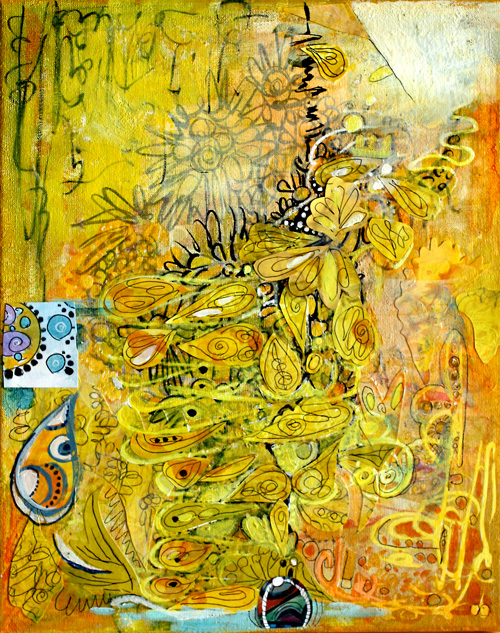 Yellow collage by Peony and Parakeet, using yellow color