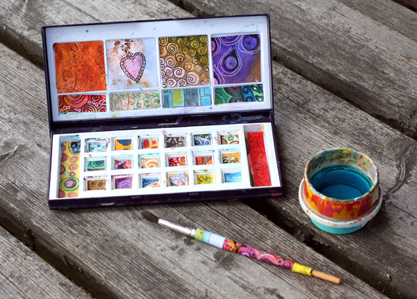 Tribute to the old watercolor set, conceptual art by Peony and Parakeet