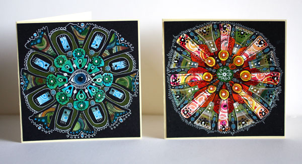 Blue Eye Mandala and Red Energy Mandala by Peony and Parakeet