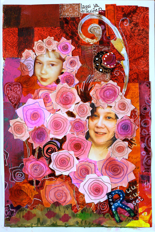 Cover Yourself with Roses, a paper collage by Peony and Parakeet