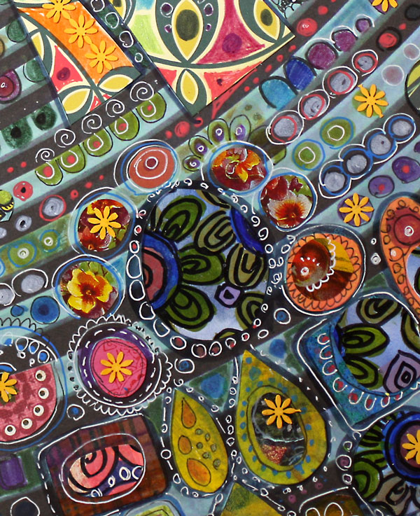 A detail of an art journal page by Peony and Parakeet