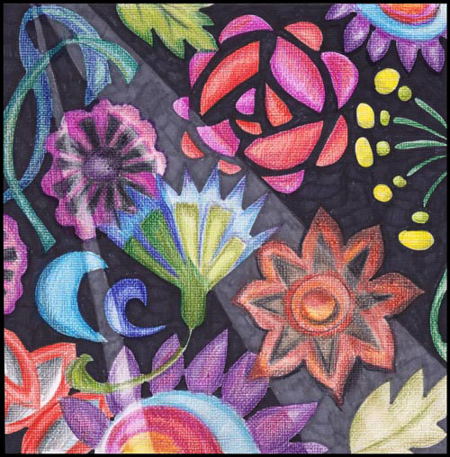 Mimicking embroidery with colored pencils by Peony and Parakeet