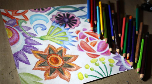 Coloring with colored pencils, by Peony and Parakeet
