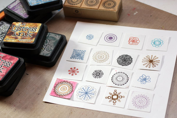 Phase photo of a stamped sampler, by Peony and Parakeet