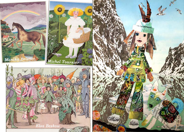 Illustrations from children's book and a collage by Peony and Parakeet. Read more about finding inspiration from children's books.