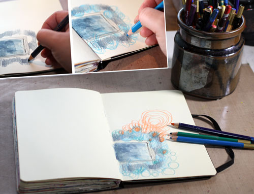 Read instructions to create an art journal page with only few basic supplies!