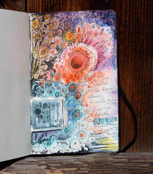 Unfinished art journal page by Peony and Parakeet. Read instructions to create an art journal page with only few basic supplies!