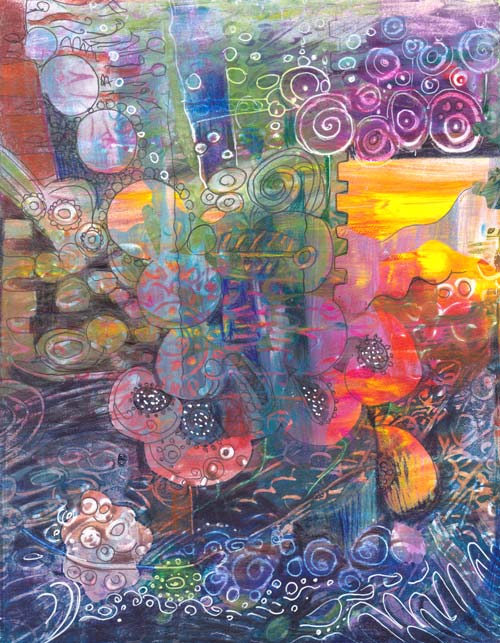 Technology - a monoprint by Peony and Parakeet. See 6 tips for using Gelli plate as a tool for self-expression!