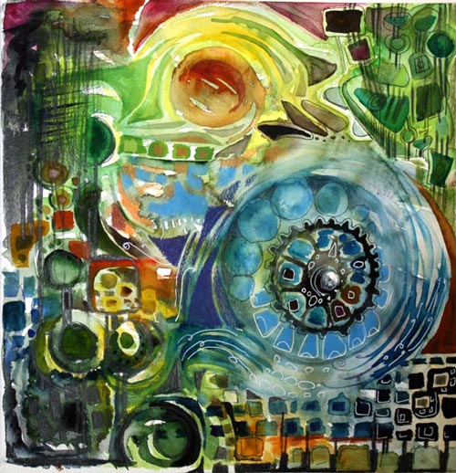 Watercolor painting, finished with colored pencils and markers, by Peony and Parakeet. See the video of making this artwork starting from the search for inspiration!