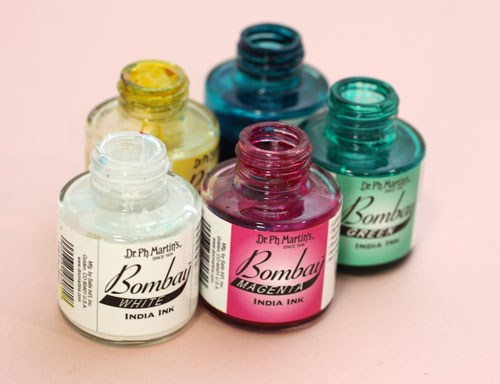 Dr Ph Martin's Bombay india inks. Read more about creating pastel colors with them!