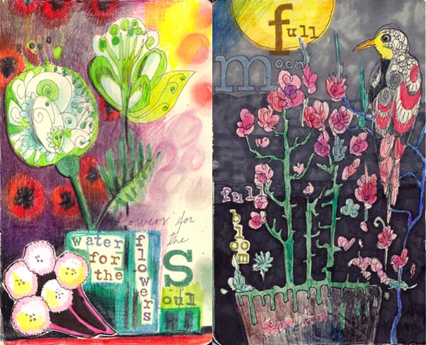 2 art journal pages by Peony and Parakeet