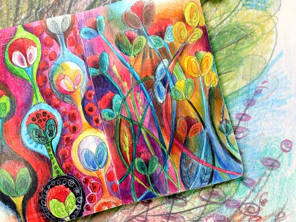 Art journal page by Peony and Parakeet. Read about how to add chaos to improve your art!