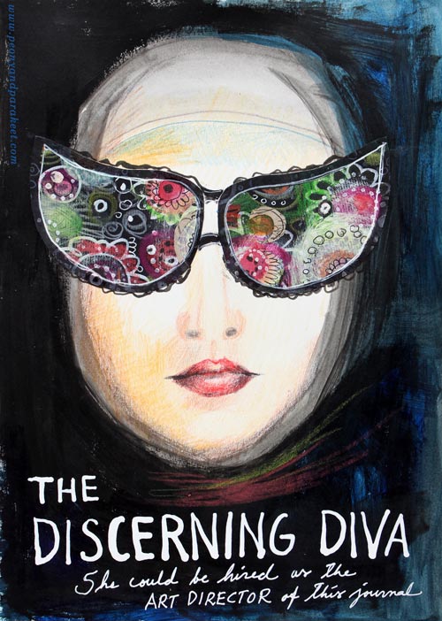 The Discerning Diva - an art journal page by Peony and Parakeet. See how to get ideas from movie posters!