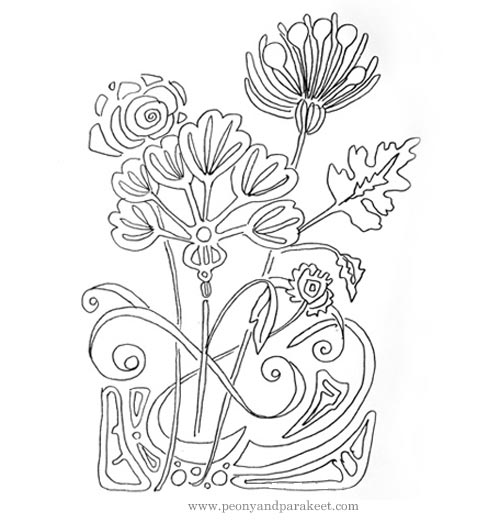 Drawing in Art Nouveau Style, Art Nouveau Drawing