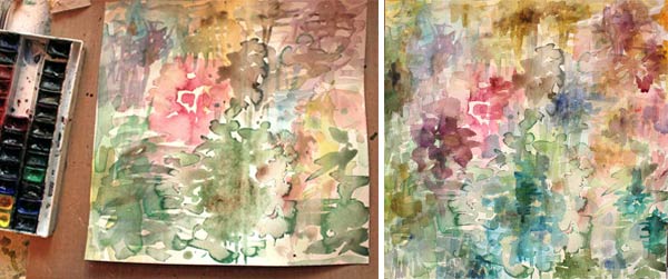 Creating a mixed media painting by Peony and Parakeet