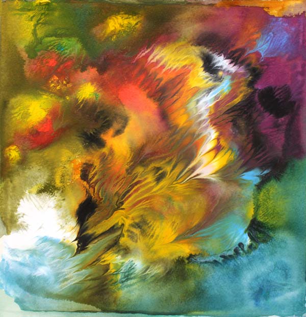 Monotype printing with acrylic paints, by Peony and Parakeet