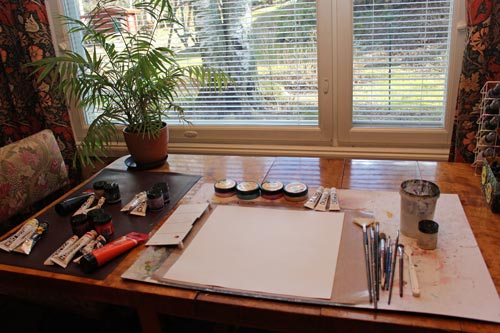 Organized start for a painting, by Peony and Parakeet