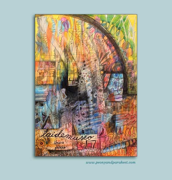 I Love Art Museums, an art journal page with colored pencils by Peony and Parakeet.