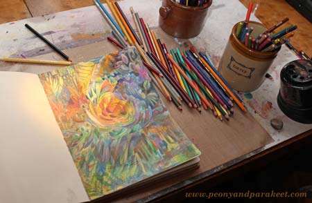 Making of an art journal page, by Peony and Parakeet