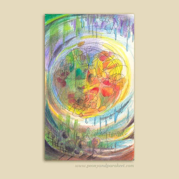 Sun and Rain, a simple art journal page by Peony and Parakeet