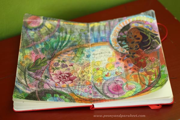 Using Fabric Pieces on Art Journal Pages, by Peony and Parakeet