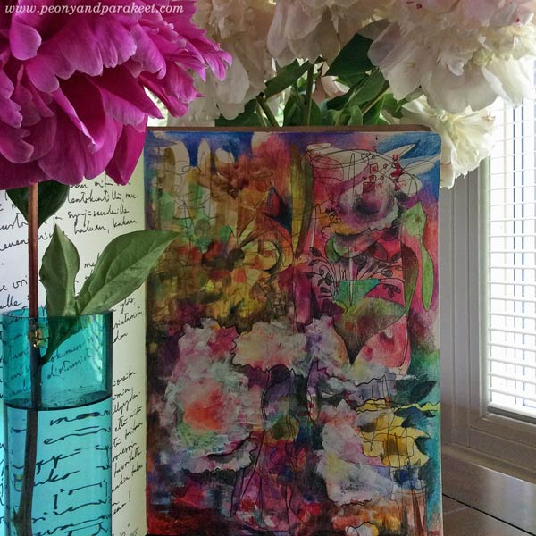 Withering Peonies, an art journal page by Peony and Parakeet