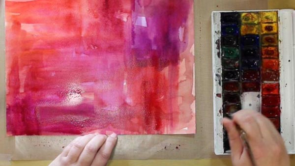 Painting a background with watercolors