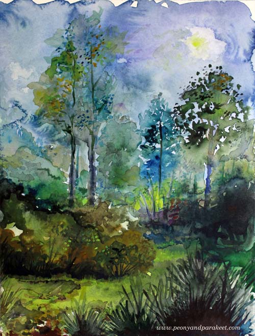 Farewell to Summer, a watercolor painting by Peony and Parakeet. Painting with watercolors.