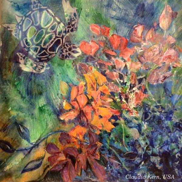 Claudia Kern, USA. Student artwork from the online painting workshop Liberated Artist taught by Paivi Eerola from Peony and Parakeet