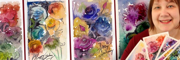 Flower Postcards with Watercolors and Colored Pencils, a video for Peony and Parakeet's newsletter subscribers