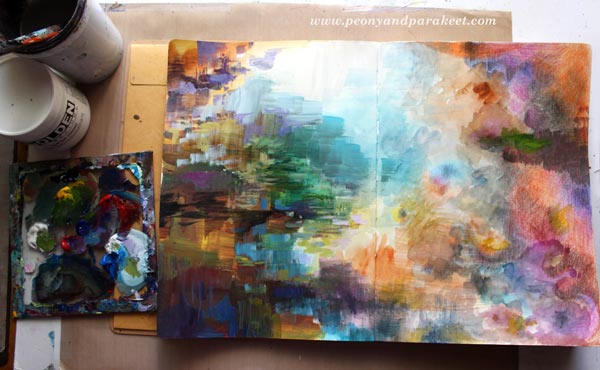 Pondering about artistic direction while creating an art journal page
