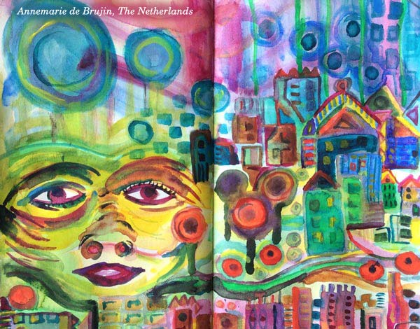 Annemarie de Brujin, The Netherlands - a piece created at the art journaling class Painter's Ecstasy