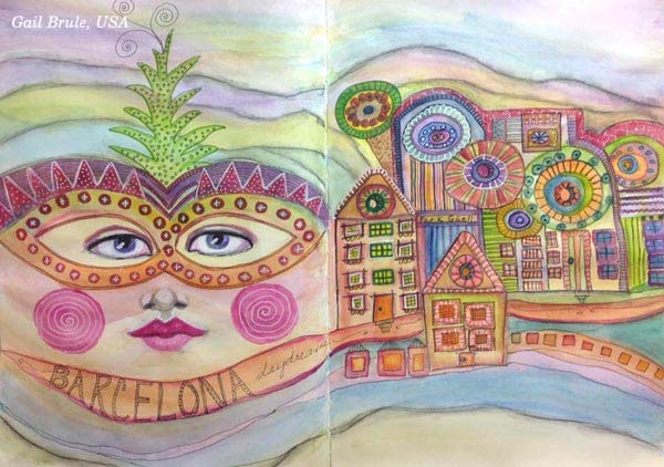 Gal Brule, USA - a piece created at the art journaling class Painter's Ecstasy