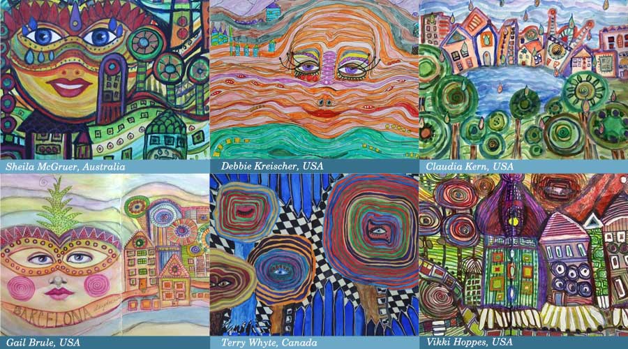 Painter's Ecstasy watercolor art journaling class, student artwork