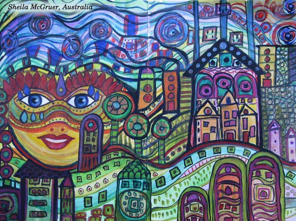 Sheila McGruer, Australia - a piece created at the art journaling class Painter's Ecstasy