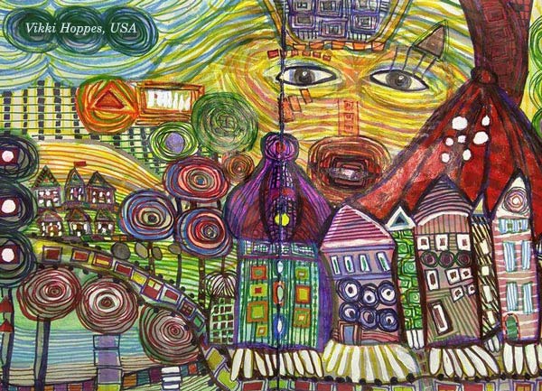 Vikki Hoppes, USA - a piece created at the art journaling class Painter's Ecstasy