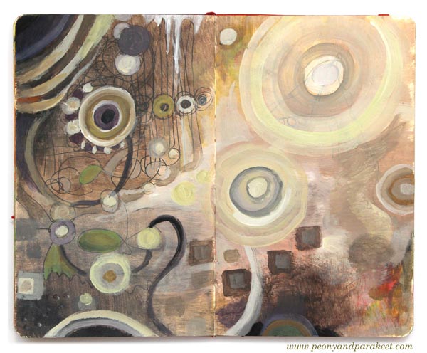 Art journal page by Peony and Parakeet. Elements of a good composition.