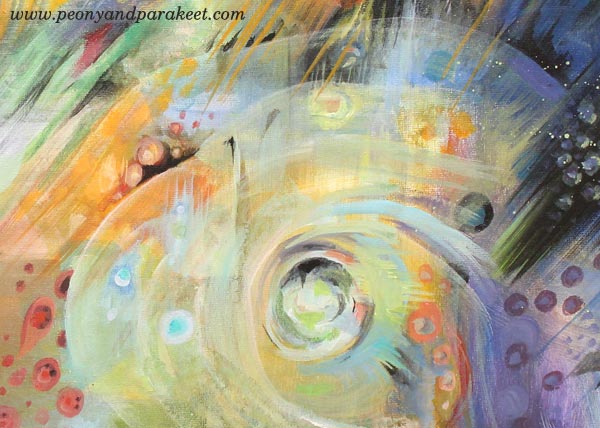 A detail of Human Nature, by Peony and Parakeet. An acrylic painting on a big canvas.