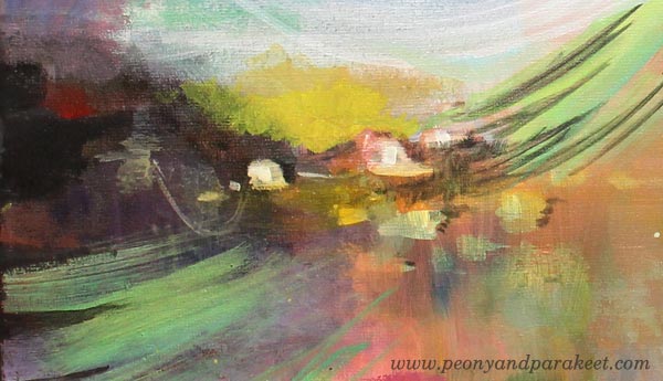 A detail of Human Nature, by Peony and Parakeet. An acrylic painting on a big canvas.