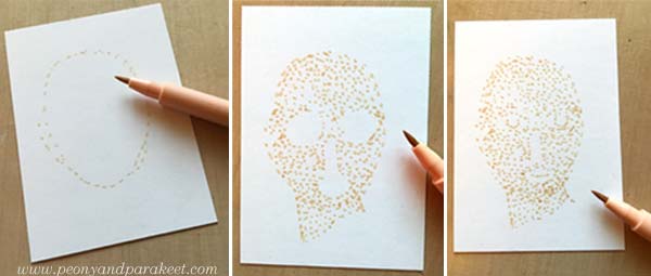 Pointillism, step by step. Step 1 by Peony and Parakeet.