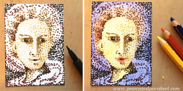 Pointillism, step by step. Step 2 by Peony and Parakeet.